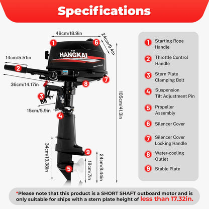 102CC 2-Stroke 6HP Outboard Trolling Motor