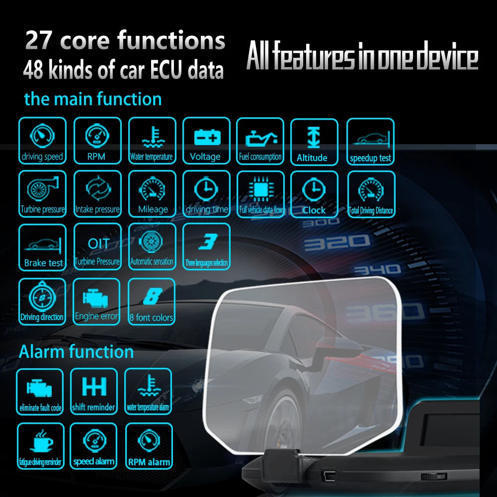 C1 Head Up Display OBD2 GPS HUD Digital Speedometer