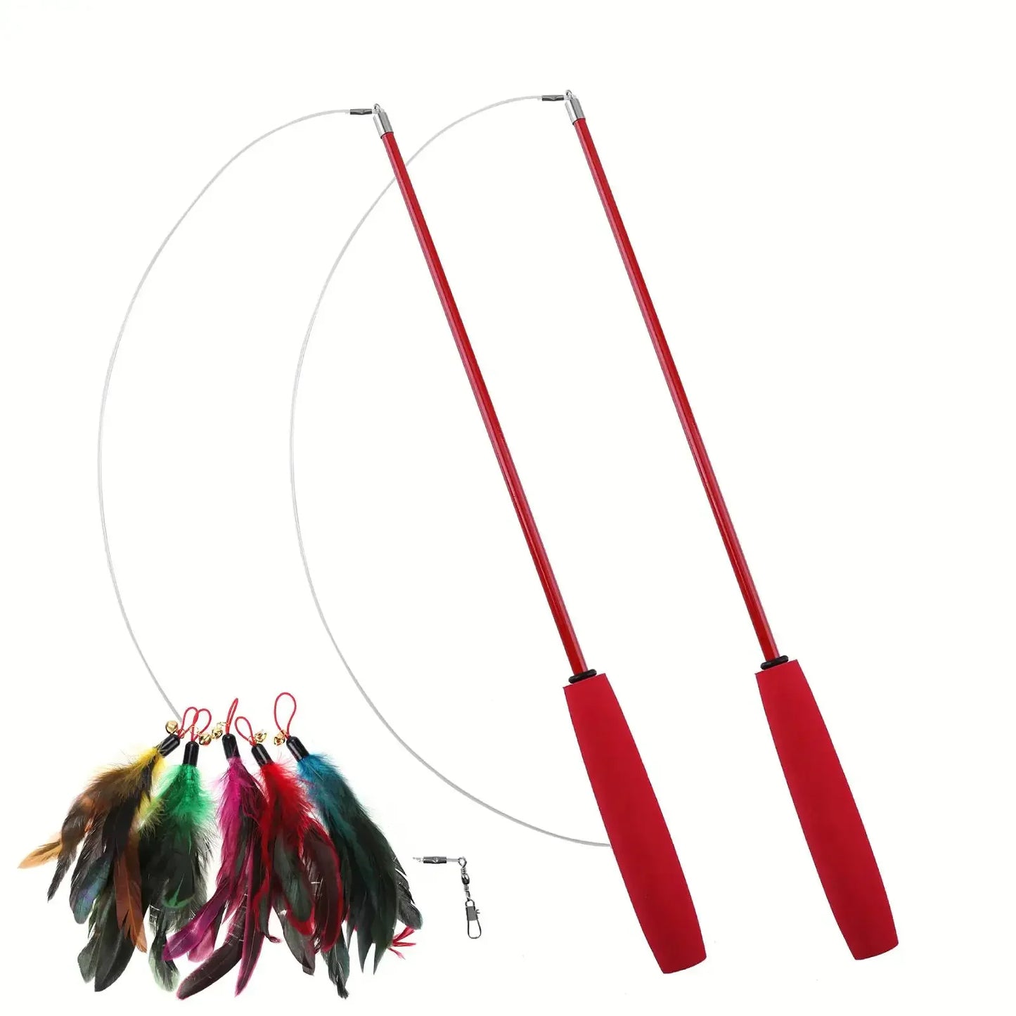 Cat Teaser Wands Three-section Telescopic Fishing Pole  Toys