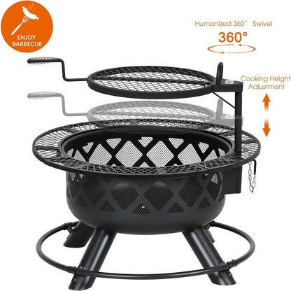 32 Inch Outdoor Wood Burning Fire Pit