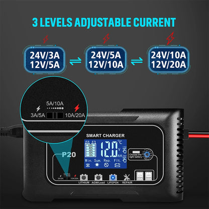 20A Lead-Acid PB AGM LiFePO4 Battery Charger