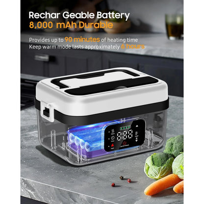 8000mAh Rechargeable Timer Automatic Heating Lunch Box