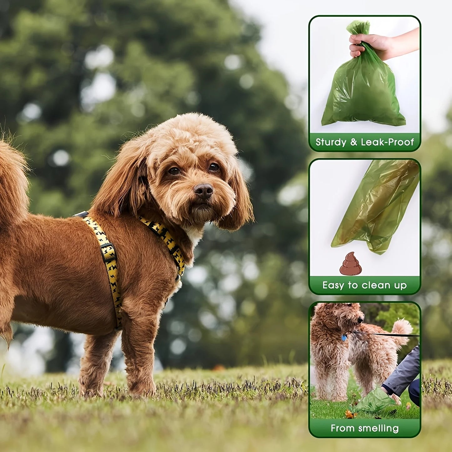 Biodegradable Dog Poop Bags, Extra Thick Leak Proof Waste Bags with printing, Eco-Friendly Dog Walking Essentials, Scented