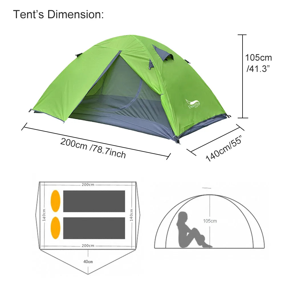 2 Person Aluminum Pole Backpacking Tent