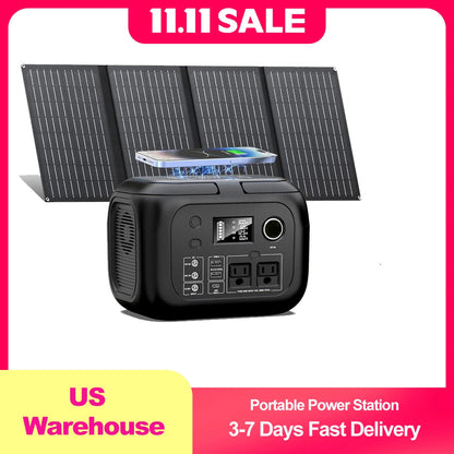 300W 260Wh Portable Power Station with Solar Panels 40W Solar Generator with AC Outlet 110V for Outdoor Garden Travel Camping RV