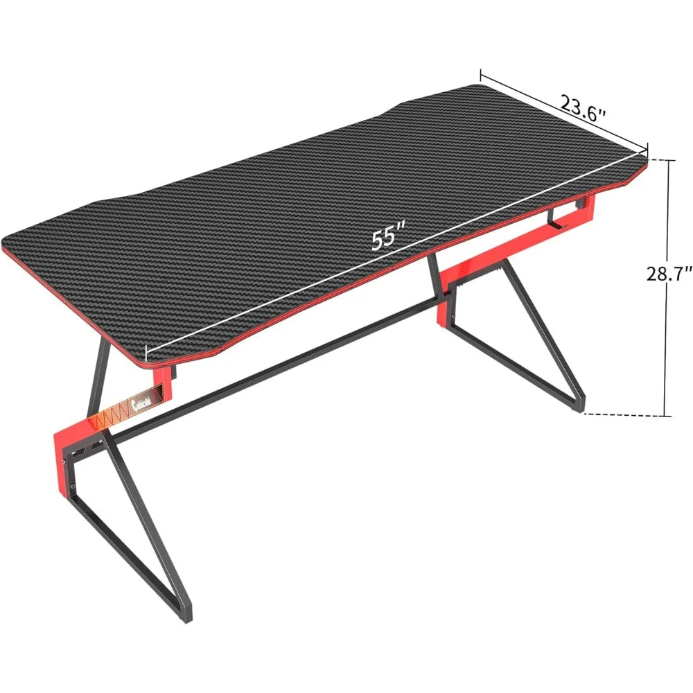 Z Shaped 55 inch Gaming Computer Desk
