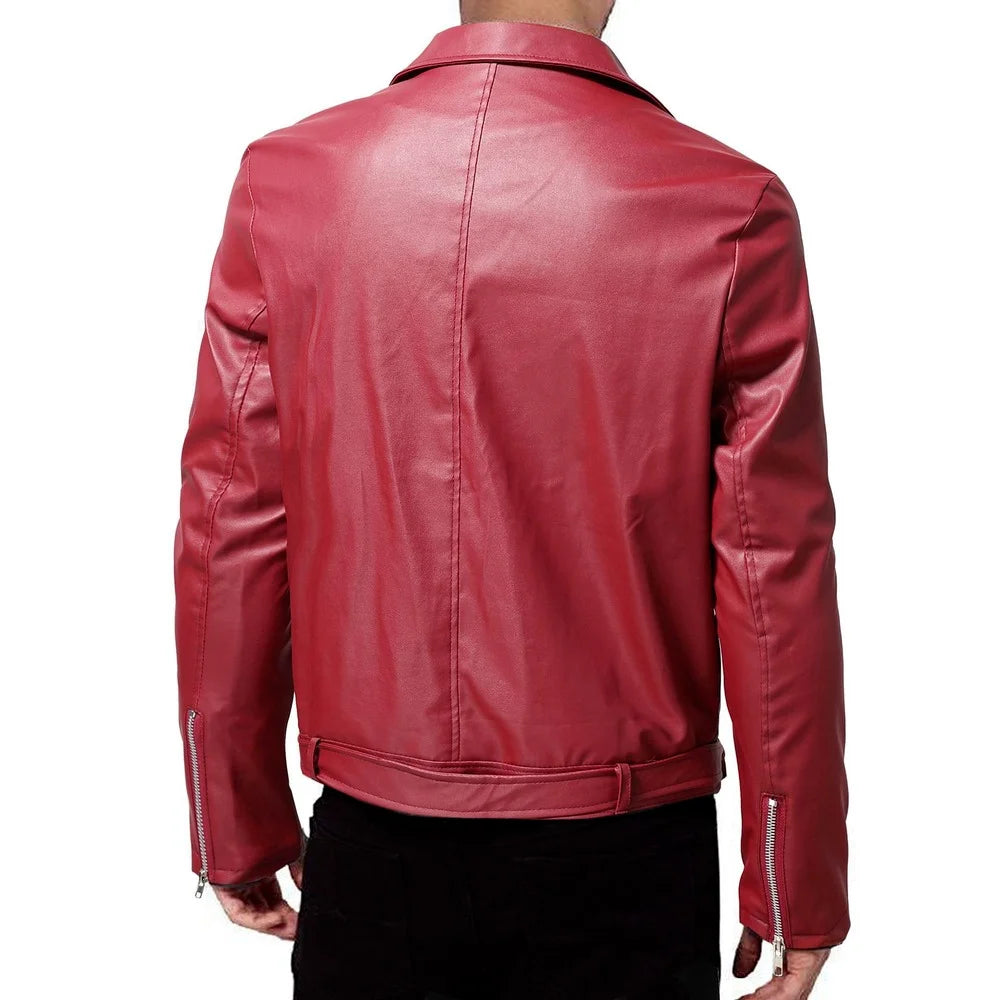 Men PU Leather Solid Color Jacket