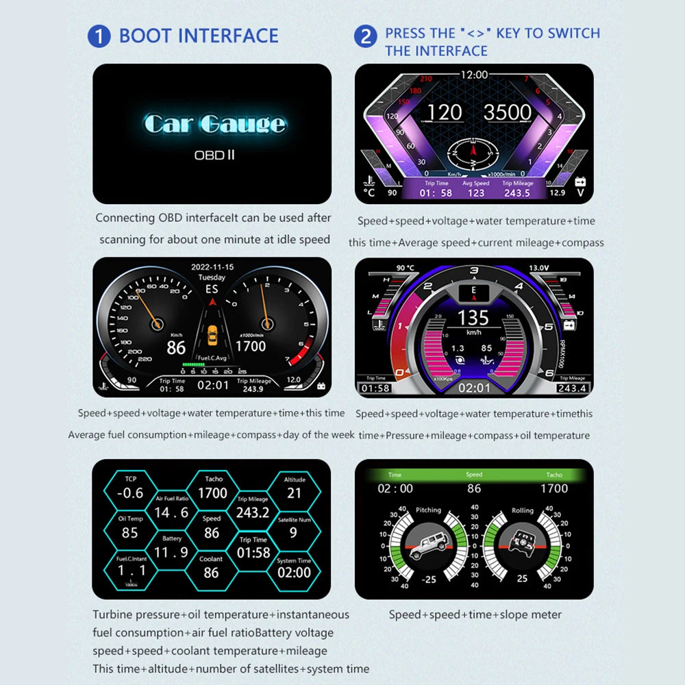 F12 HUD Head-up Display On-board Car Speedometer