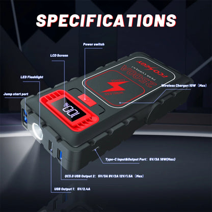 2500A Portable Car Jump Starter 12V Power Bank