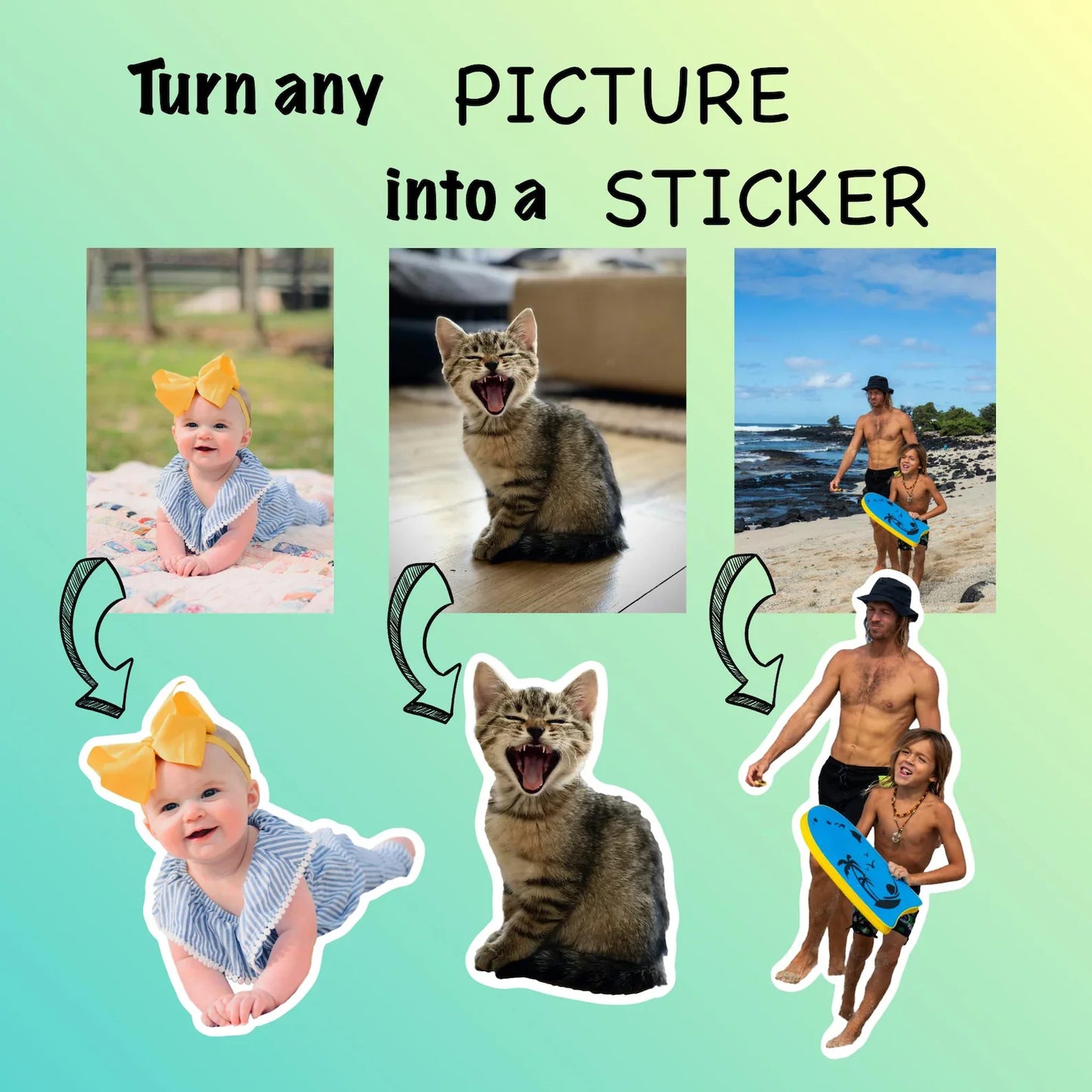 100pcs Custom Design PP Decals Stickers
