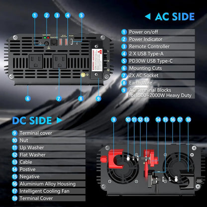 2000Watt 12V Pure Sine Wave Inverter