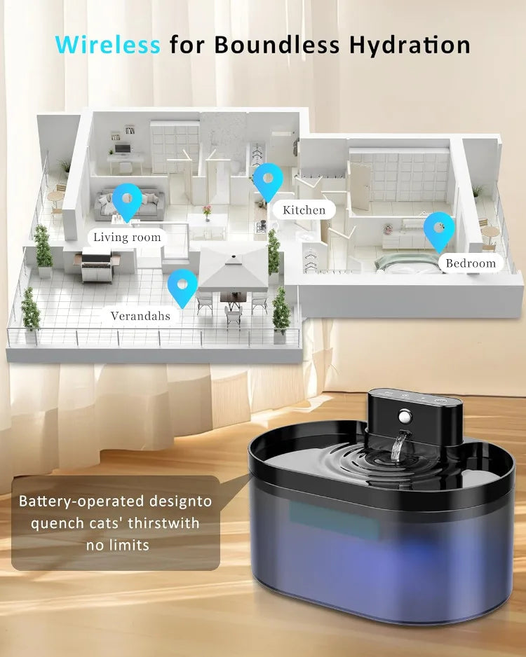 2.2L Wireless Cat Water Fountain