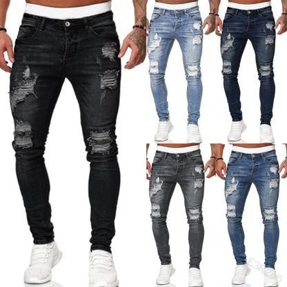 Men Classic Ripped Pencil Pants