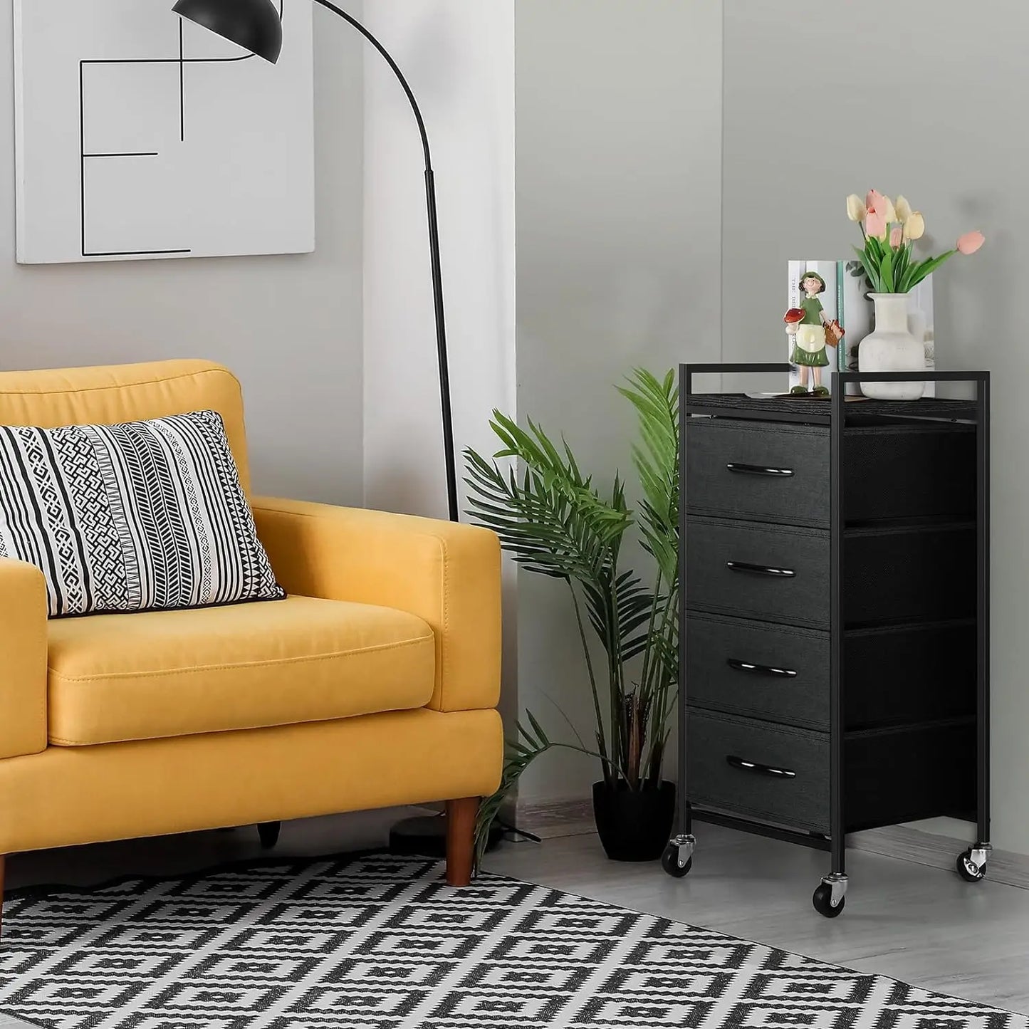 Vertical 4-Drawer Fabric Dresser