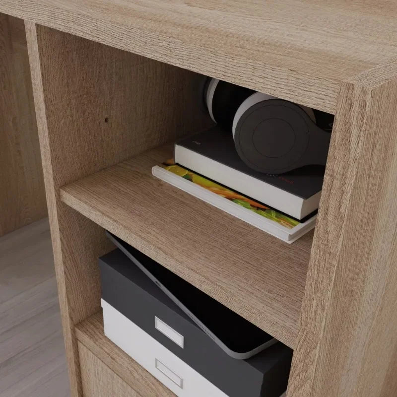 Computer Desk with Storage, Summer Oak Finish