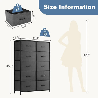 Fabric Storage Tower with 10 Drawers