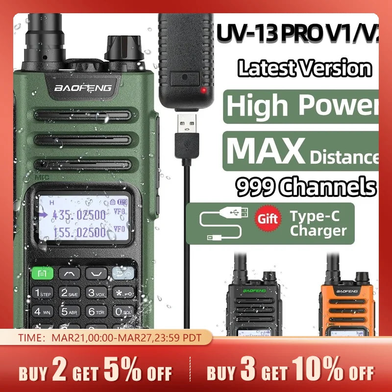 UV-13 PRO V1 V2 High Power Dual Band Walkie Talkie