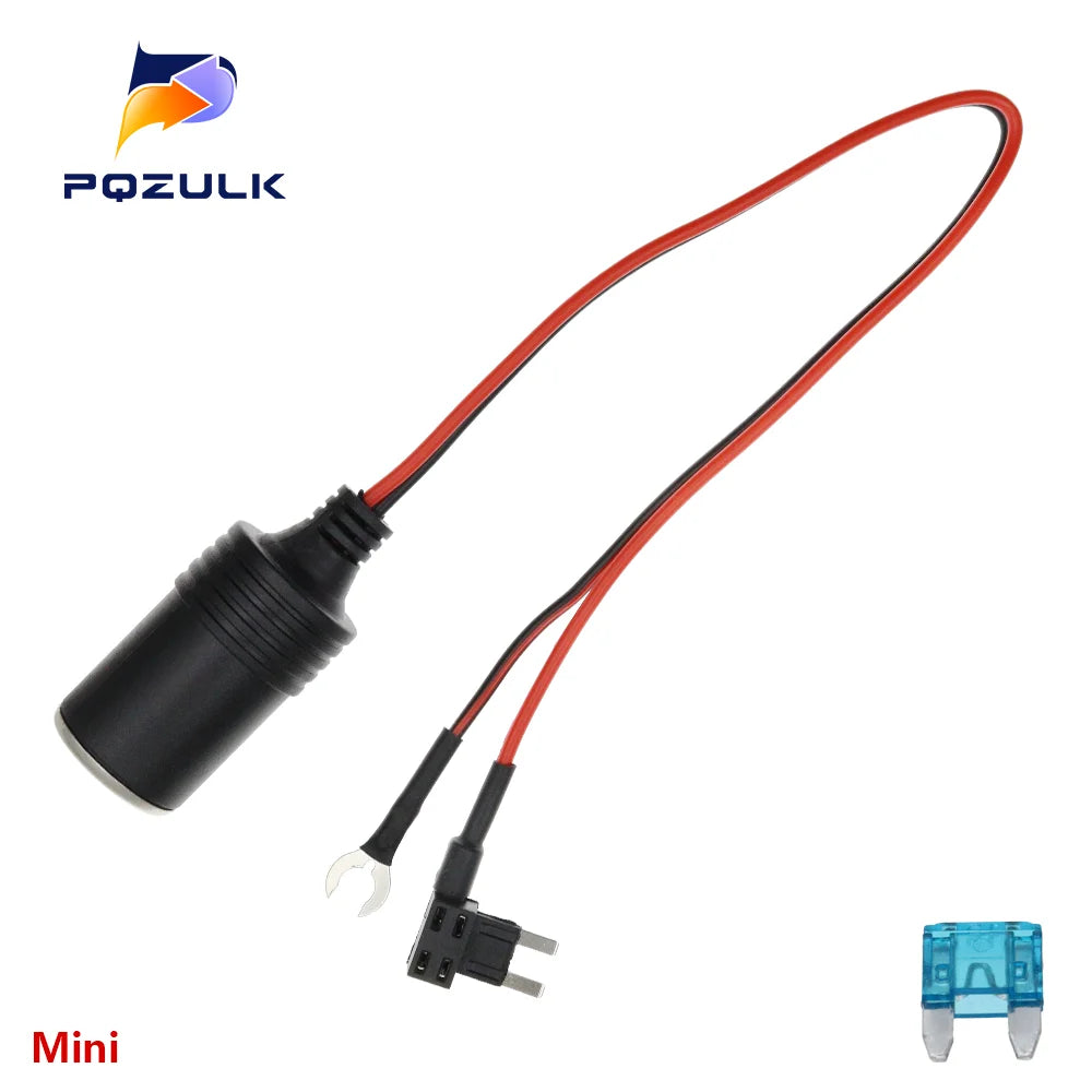 1PCS Medium Mini Micro 32V Pure Copper Car Cigarette Lighter Charger Cable Female Socket Plug Connector Adapter Cable Fuse