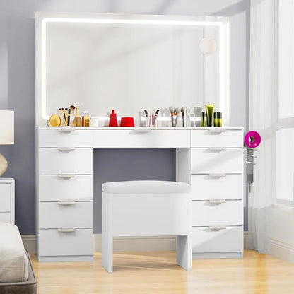 LED Mirror Vanity Desk Set