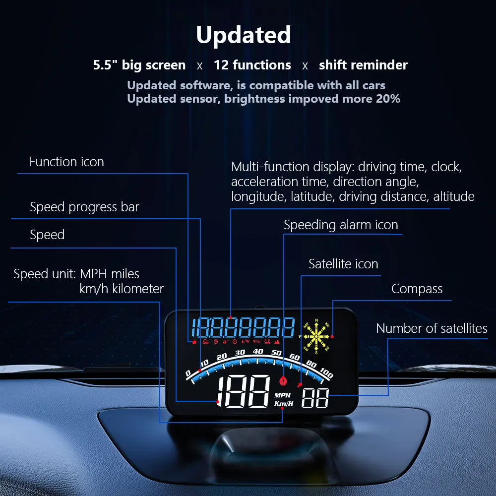 V41 GPS HUD Head Up Display Car Speed Windshield