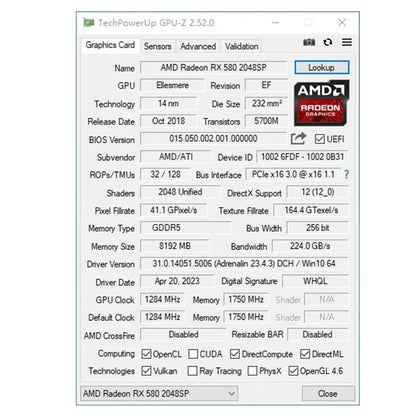 AMD Radeon RX580 8G Graphics Cards