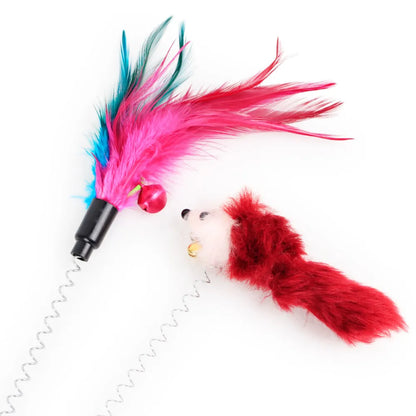 Cat Suction Cup Spring Feather With Bell Toys