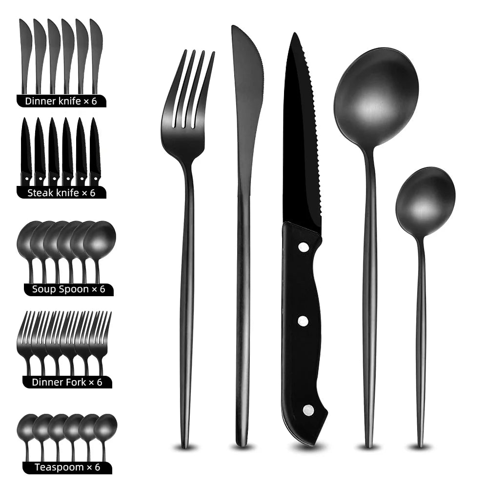 30PCS Dinnerware Stainless Steel Silverware Set