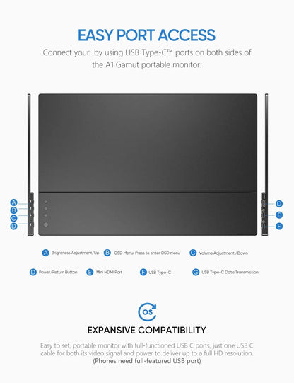 15.6''  FHD 1080P IPS Portable Monitor