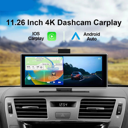 11.26" 4K Dash Cam Wireless  GPS Navigation