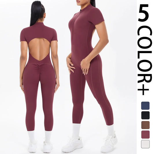 Short Sleeved Fitness Jumpsuit for Woman