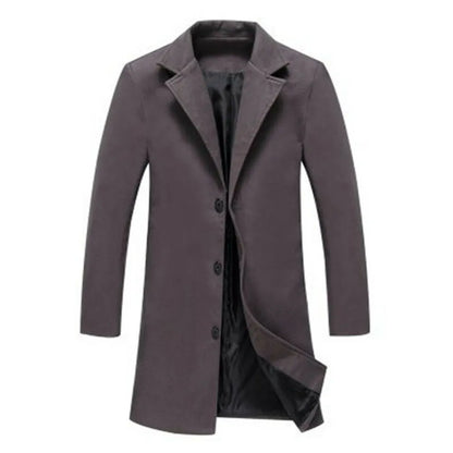 Men's Single Breasted Lapel Long Coat Jacket