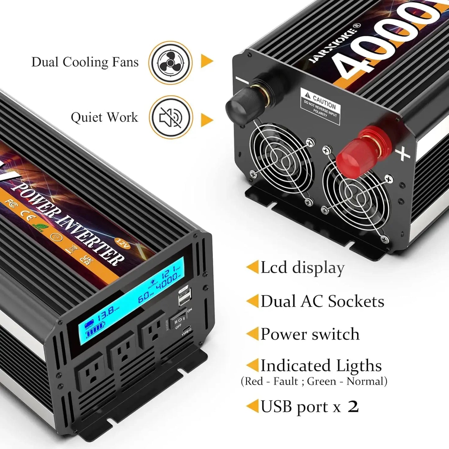 4000 Watt Power Inverter 12V DC to 110V 120V Converter