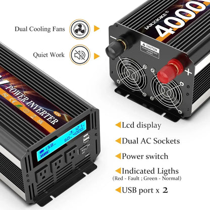 4000 Watt Power Inverter 12V DC to 110V 120V Converter