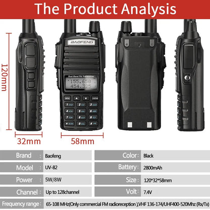 UV 82 Real 5W 8W Walkie Talkie