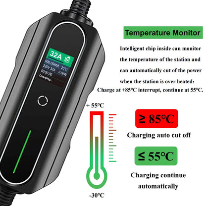 Type 2 32A 1 Phase 7KW  Portable EV Charger