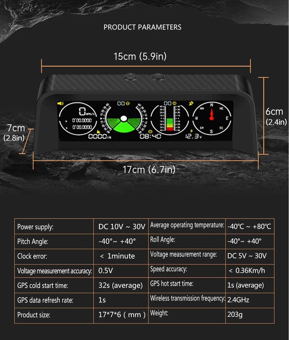 Slope Meter Inclinometer Car Altitude GPS Speedometer