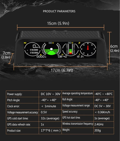 Slope Meter Inclinometer Car Altitude GPS Speedometer