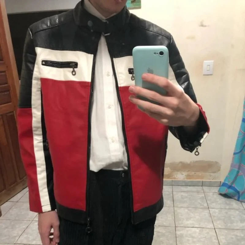 Unisex Hip Hop Embroidered Leather Jacket