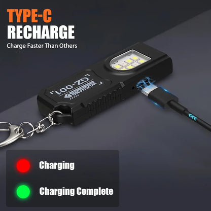 Powerful Mini COB LED Keychain Flashlight USB C Rechargeable