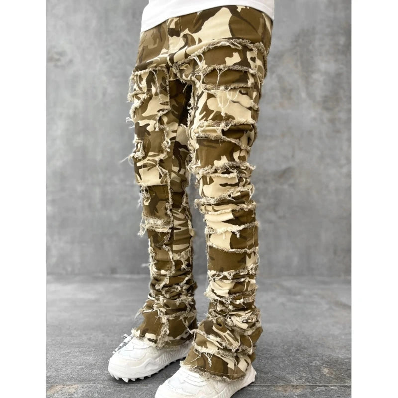 Mens Stacked Fit Ripped Jeans