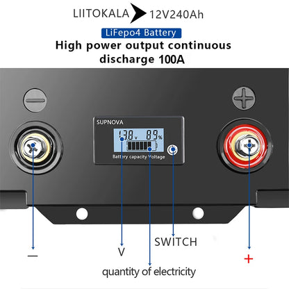 DC-12V 200Ah LiFePO4 Lithium Power Battery