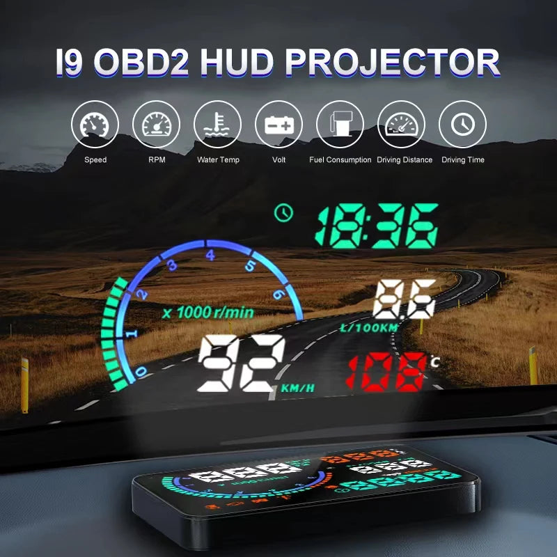 i9 Hud Head Up Display Car Windshield Digital Speedometer