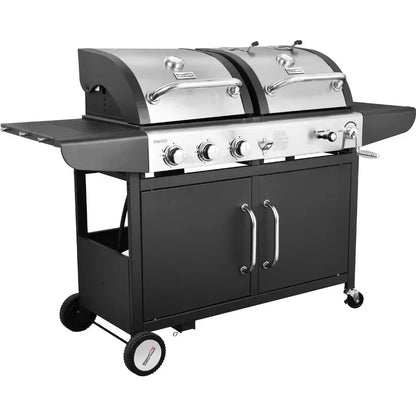 3-Burner Cabinet Gas Grill and Charcoal Grill