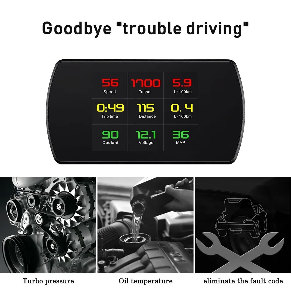 P12 Head Up Display Car OBD2 Digital Speed Clock