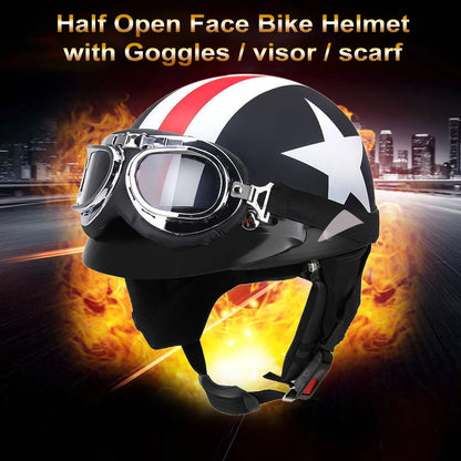 Half Open Face Bike Helmet with Goggles