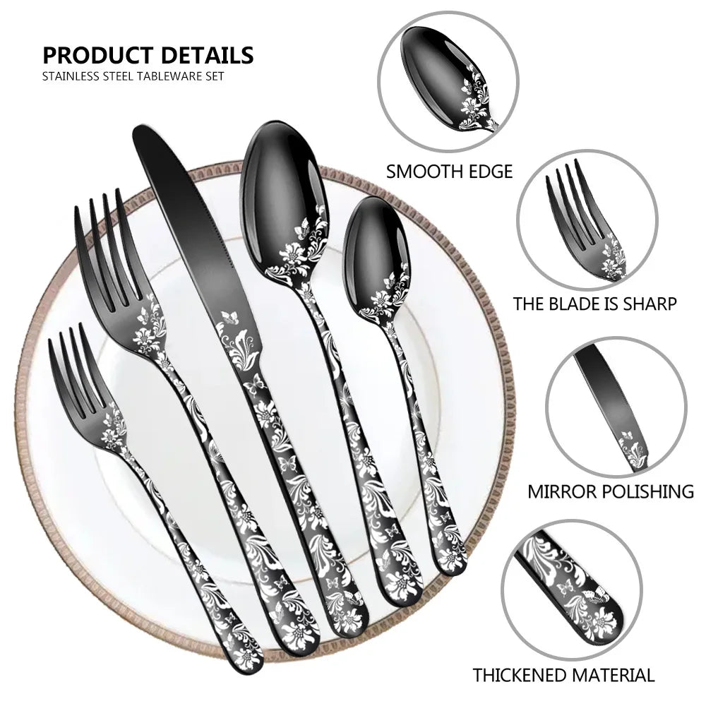 Hammered Silver Gold Silverware Set