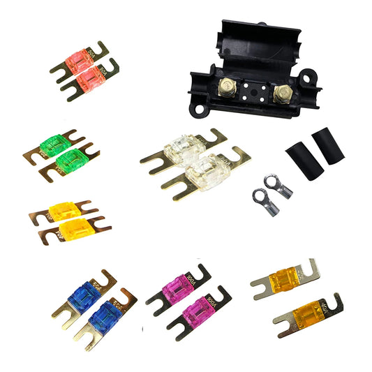 1Set Fuse Holder 20/30/40/50/60/80/100Amp Midi Fuse For Fork Type Fuse DC 12V 24V Car Air Conditioner Fuse Box Car Accessories