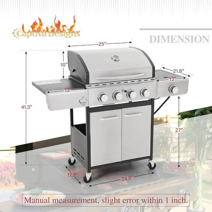 4-Burners Gas BBQ Grill with Side Burner