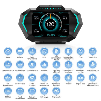 P24 Head-up Display Car HUD With LCD Screen Speedometer