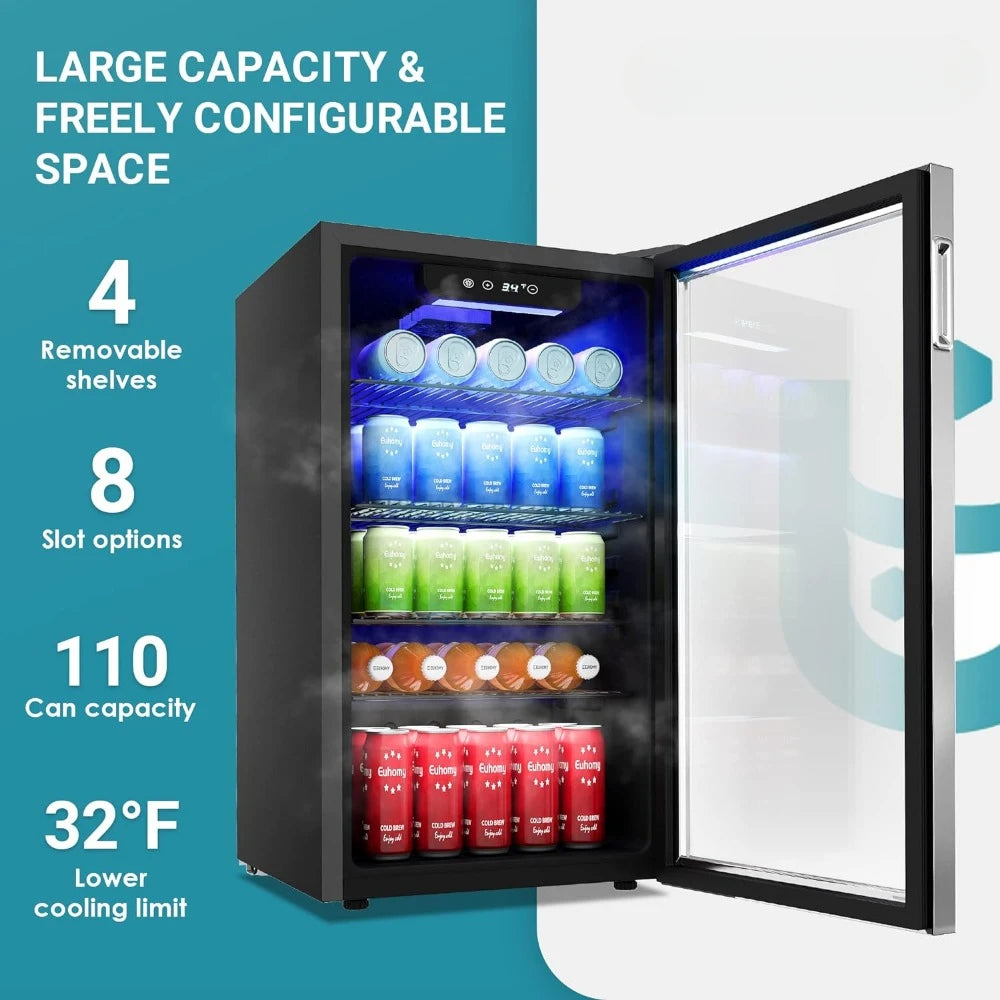 126-Can Glass Door Beverage refrigerator